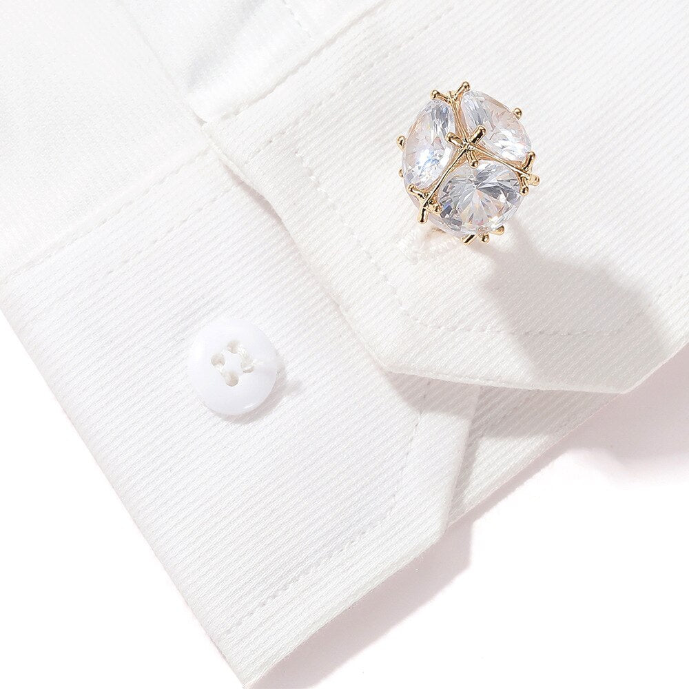 SILVER SQUARE ZIRCON CUFFLINKS