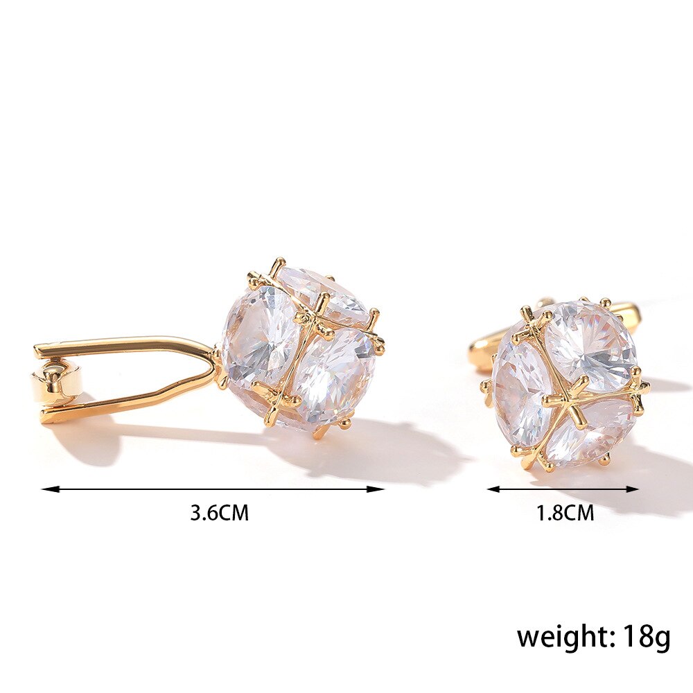 GOLD PLATED SQUARE ZIRCON CUFFLINKS