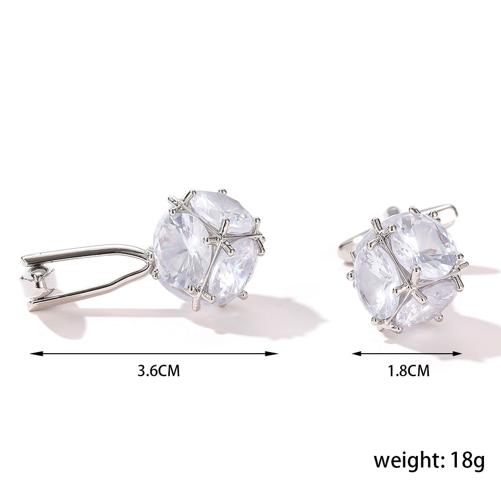 SILVER SQUARE ZIRCON CUFFLINKS