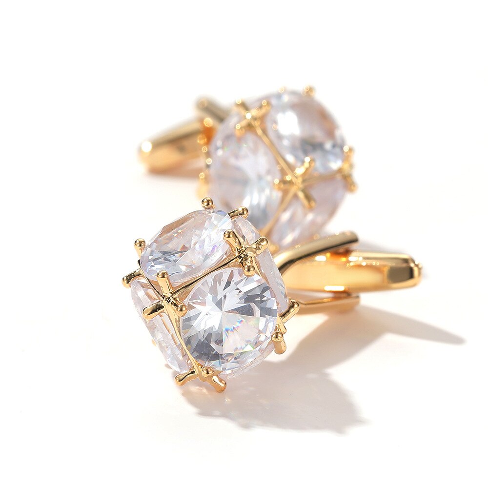 GOLD PLATED SQUARE ZIRCON CUFFLINKS