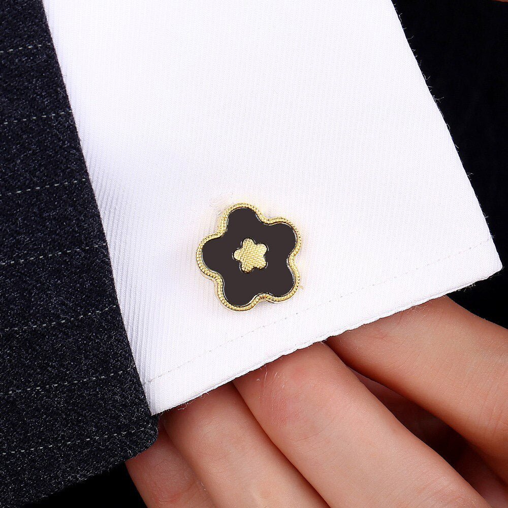 TWO TONE CLOVER FLOWER CUFFLINKS