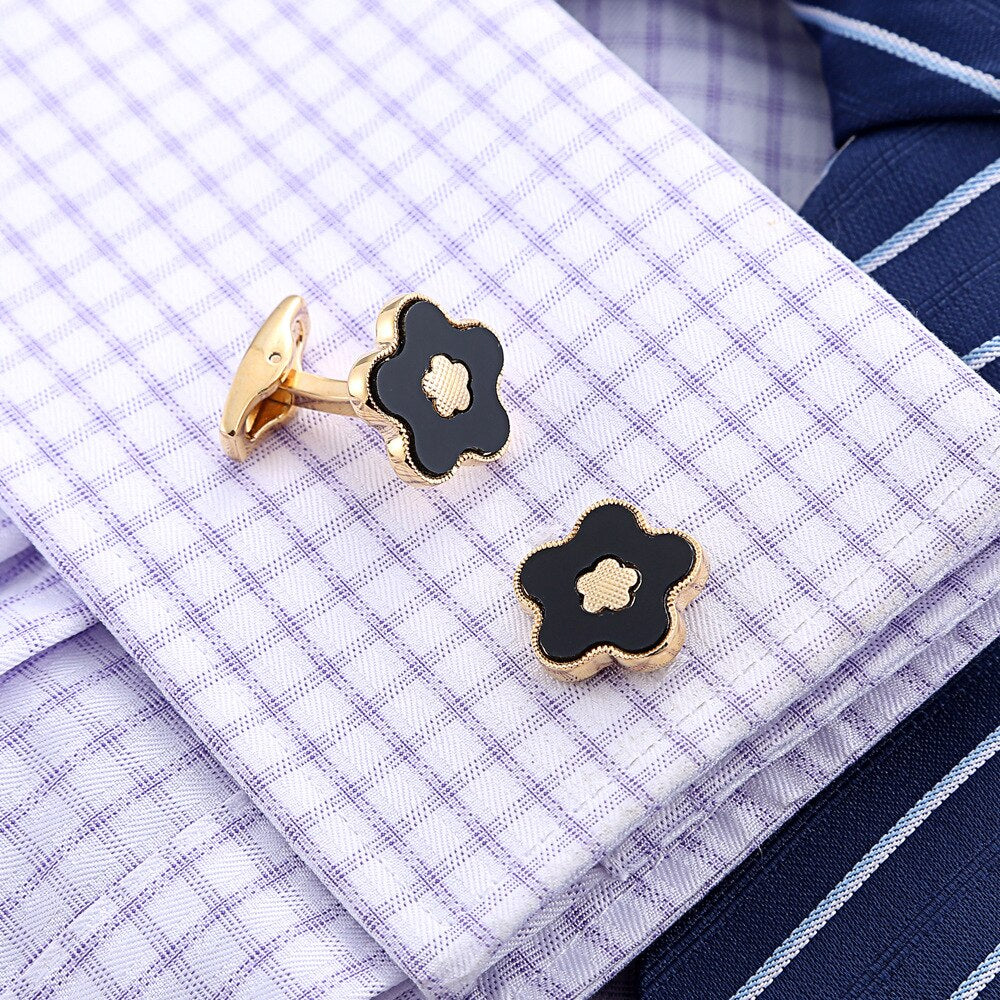 TWO TONE CLOVER FLOWER CUFFLINKS