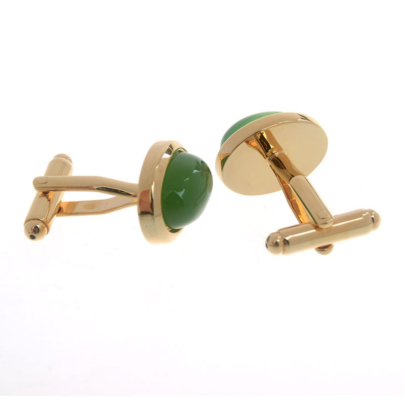 GOLD PLATED GREEN OPAL CUFFLINKS