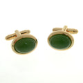 GOLD PLATED GREEN OPAL CUFFLINKS