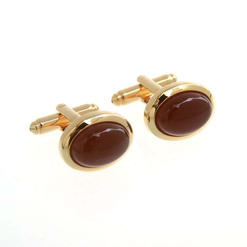 GOLD PLATED RED OPAL CUFFLINKS