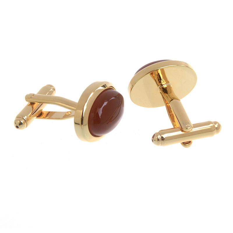 GOLD PLATED RED OPAL CUFFLINKS