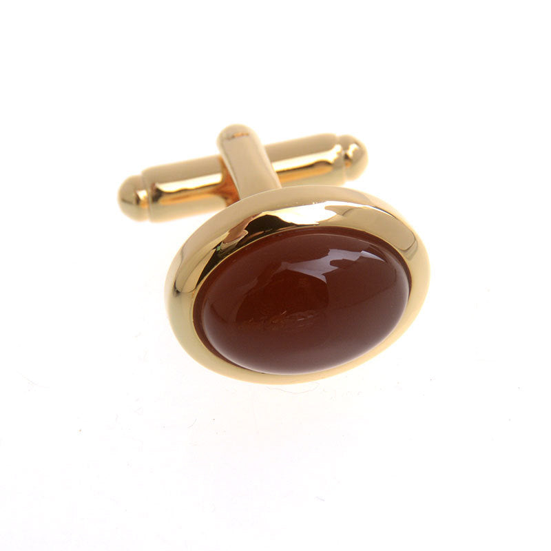 GOLD PLATED RED OPAL CUFFLINKS