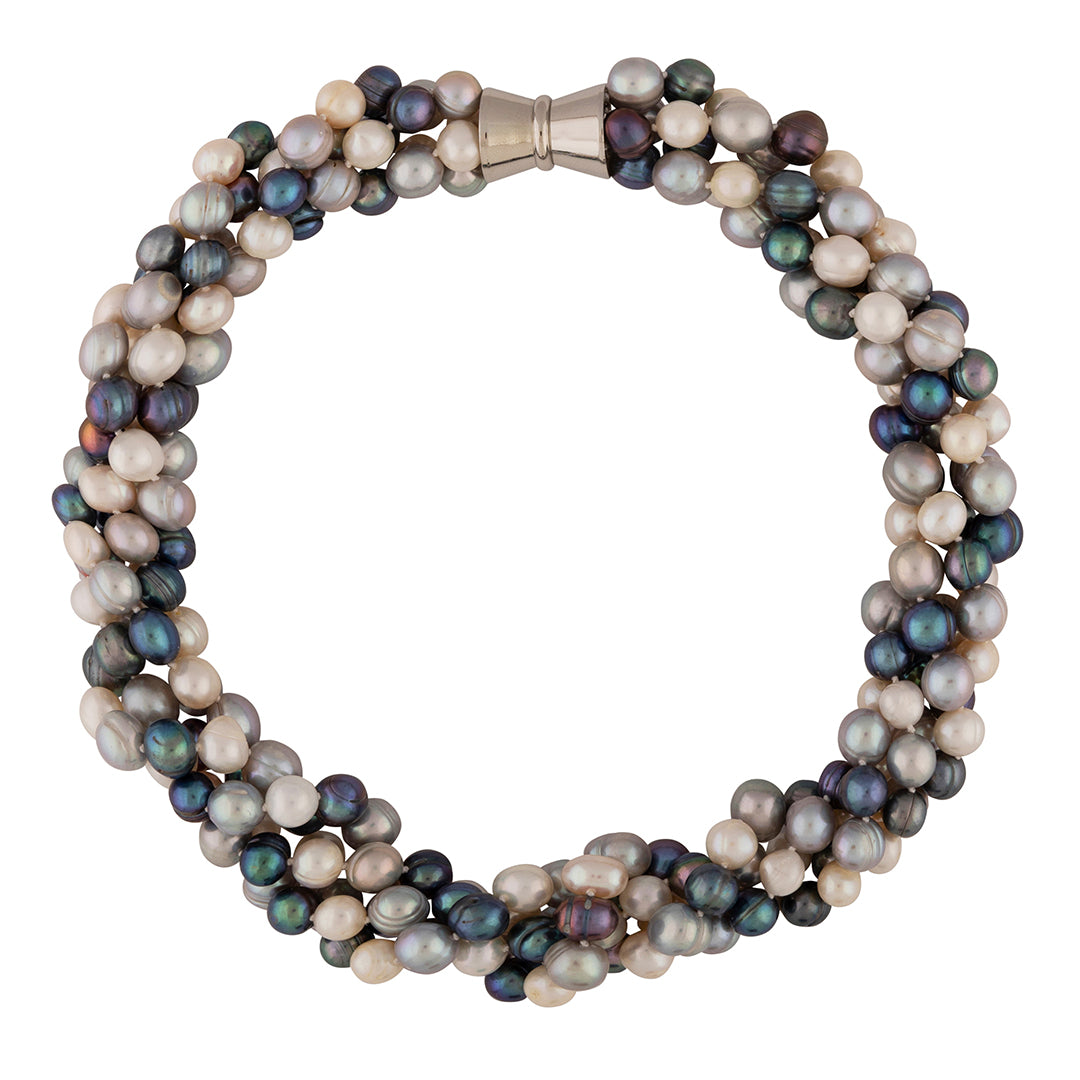 MIXED GREY ROUND FRESHWATER PEARL NECKLACE