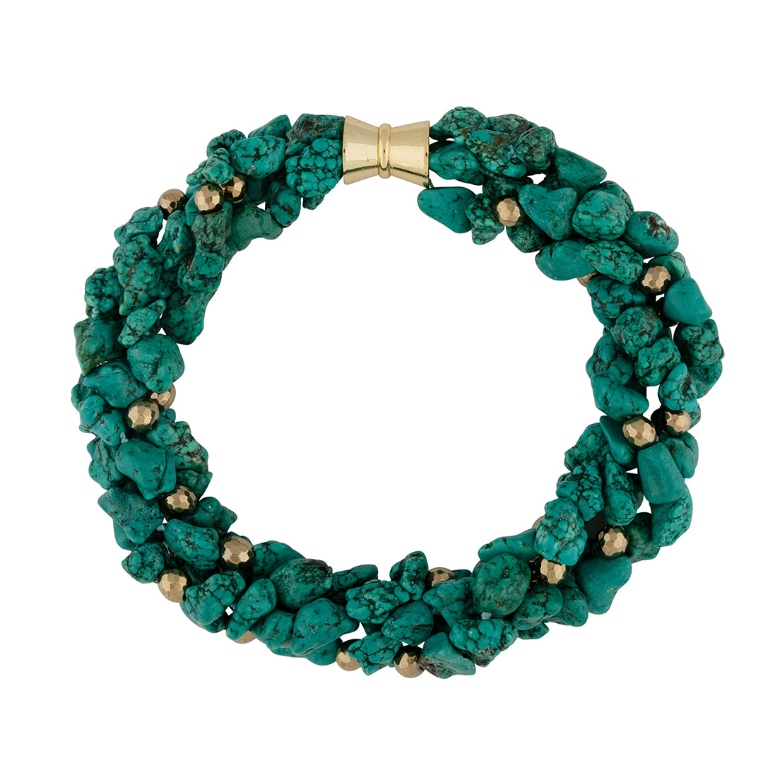 GREEN BAROQUE TURQUOISE MULTI-STRAND NECKLACE