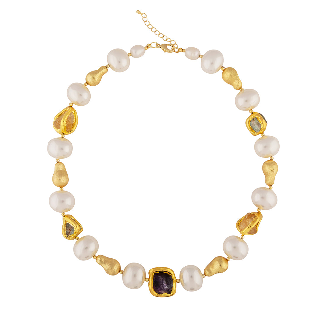 BAROQUE PEARL MULTI GEM NECKLACE