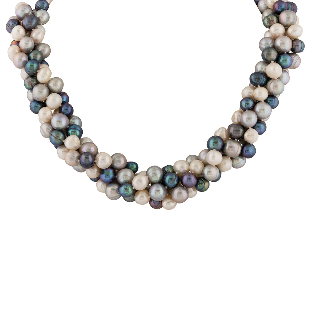 MIXED GREY ROUND FRESHWATER PEARL NECKLACE