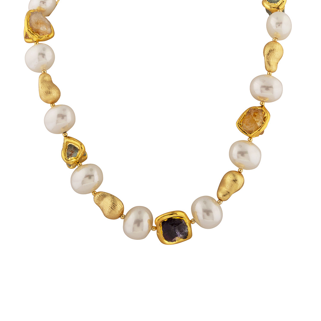 BAROQUE PEARL MULTI GEM NECKLACE