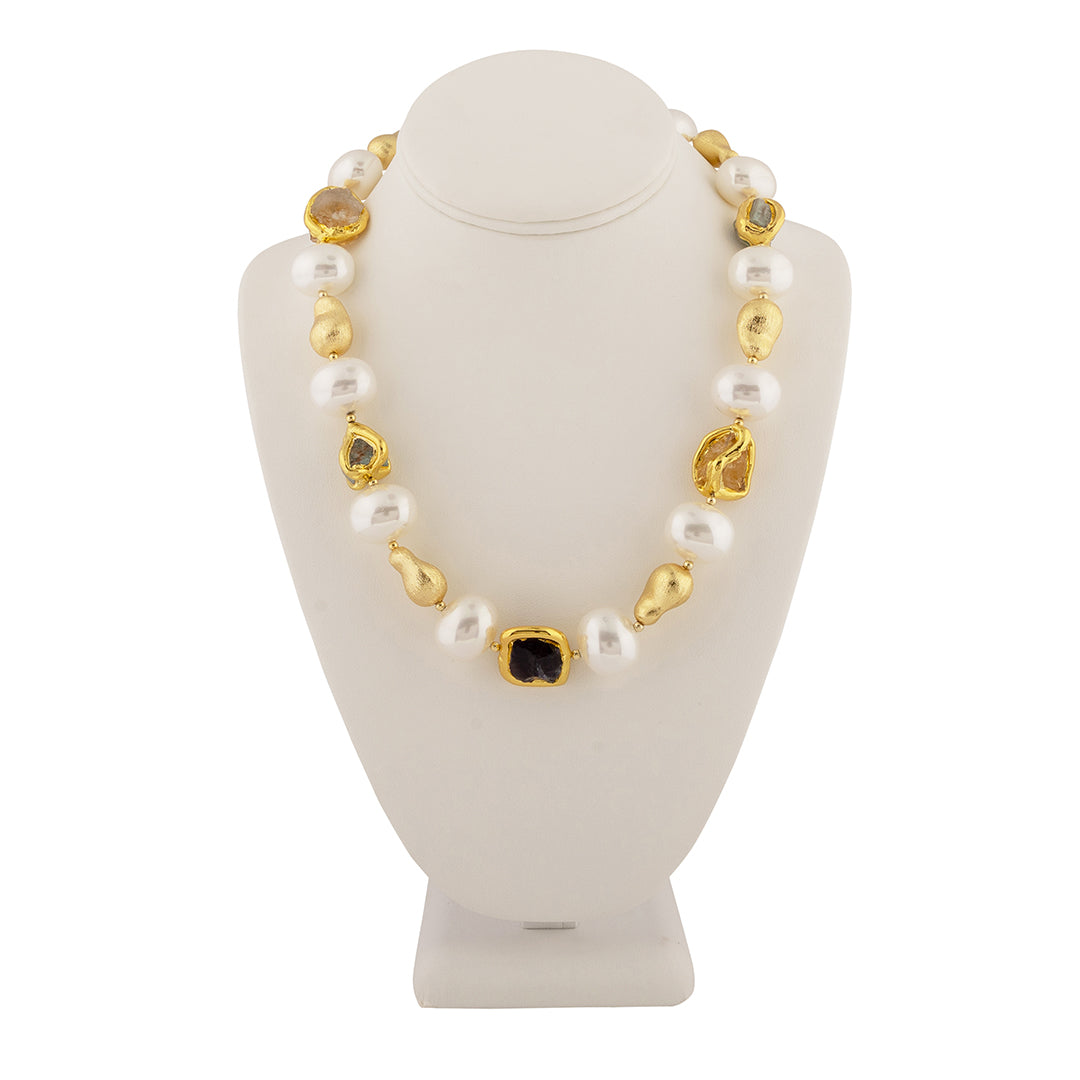 BAROQUE PEARL MULTI GEM NECKLACE