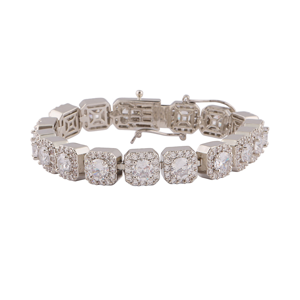 MEN'S HIP HOP SILVER TENNIS BRACELET