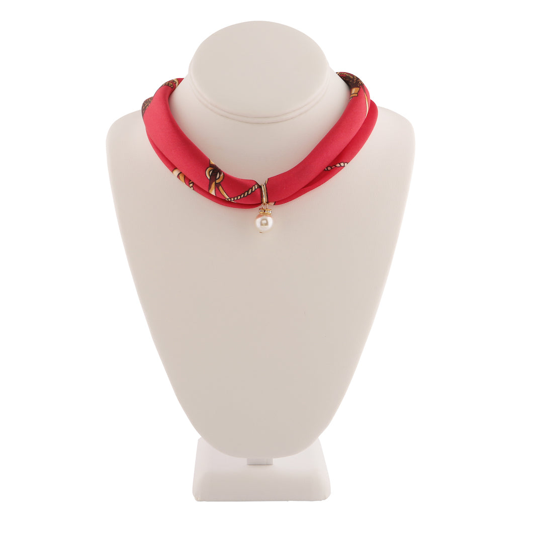 MULBERRY SILK RED CHOKER SCARF NECKLACE