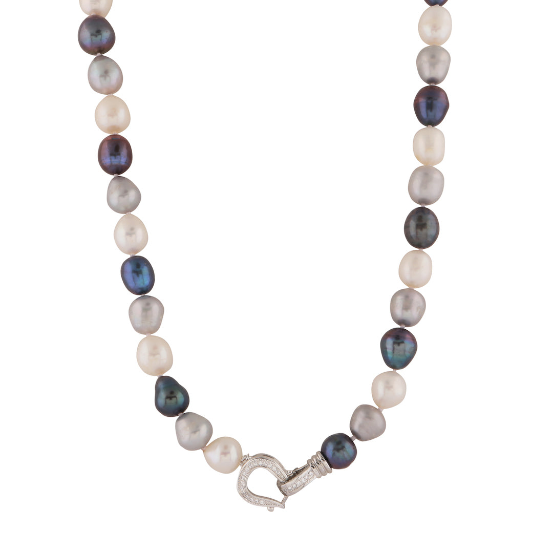 MULTI GREY FRESHWATER PEARL CHOKER NECKLACE