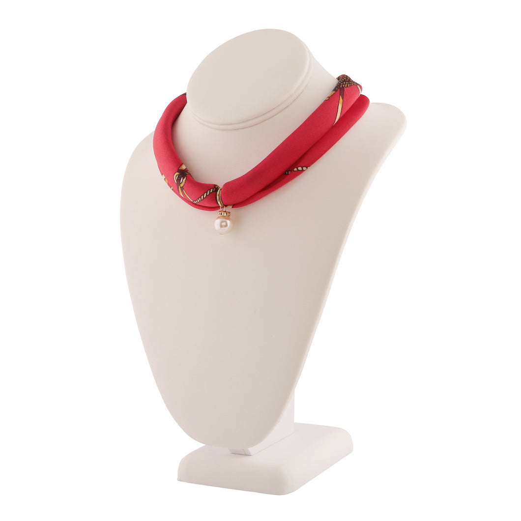 MULBERRY SILK RED CHOKER SCARF NECKLACE